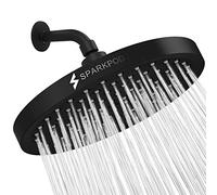 SparkPod Fixed Shower Head - High Pressure Rain - Luxury Modern Chrome Look - Easy Tool Free Installation - The Perfect Adjustable Replacement (Matte Black, 20cm Round)