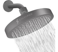 SparkPod Fixed Shower Head - High Pressure Rain - Luxury Modern Chrome Look - Easy Tool Free Installation - The Perfect Adjustable Replacement (Charcoal Grey, 15cm Round)