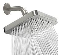 SparkPod Fixed Shower Head - High Pressure Rain - Luxury Modern Chrome Look - Easy Tool Free Installation - The Perfect Adjustable Replacement (Brushed Nickel, 15cm Square)