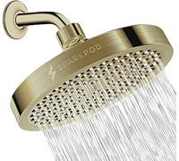 SparkPod Soffione doccia ad alta pressione, design di lusso di alta qualità, installazione in 1 minuto, ricambio regolabile facile da pulire per il tuo bagno (ottone anticato lucido, rotondo da 15,2