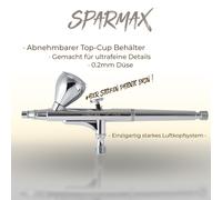 Sparmax SP-20X Aerografo 0,2mm Fineline Pistola per Lavori Dettaglio Profi-Tool