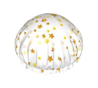 Sparsed Dreamy Stars and Spots Cuffia da bagno stampata, protezione per capelli a doppio strato, copertura elastica per capelli per lavare il viso, 27 cm