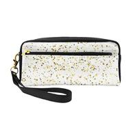Sparsed Dreamy Stars and Spots - Piccola borsa per il trucco in pelle con stampa di stelle e pois, organizer riutilizzabile per accessori cosmetici, borsa da viaggio, Nero , Taglia unica