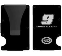 Sparta Pewter Chase Elliott #9 NASCAR - Portafoglio compatto in alluminio nero inciso con nome e numero