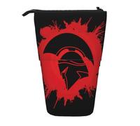 Spartan Warrior - Astuccio telescopico per matite e matite, in tessuto Oxford, portatile, per ragazzi, ragazze, adolescenti, studenti, ufficio, Nero , Taglia unica