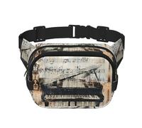 Spartiti Stampa Piazza Doppio Strato Borsa Marsupio Trendy Pack Borsa Da Viaggio con Bel Regolabile, nero, Taglia unica