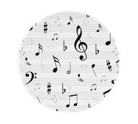 Spartito con note musicali, simbolo, violino, astratto, tappetino per mouse rotondo, design con bordo cucito, 8 x 8 pollici