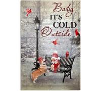 Spartito musicale Baby It's Cold Outside Corgi Targa in latta per casa cucina decorazione da parete cartello per cortile cartello decorativo 20 x 30 cm
