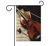 Spartito violino Bandiera da giardino Casa Prato Cartello di benvenuto Banner Doppio Lato Piccole Bandiere Personalizzate per Piscina Cortile Esterno Decorazione Della Parete Della Casa 31 X 47
