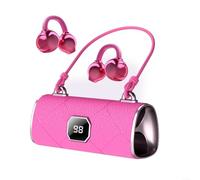 Spatial Audio - Cuffie audio a clip, BT 5.4 wireless con 36 ore di autonomia, gancio ergonomico in silicone (rosso/blu, design leggero da 11 cm, per sport/viaggi) (rosso)