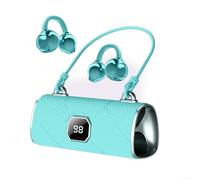 Spatial Audio - Cuffie audio a clip, BT 5.4 wireless con 36 ore di autonomia, gancio ergonomico in silicone (rosso/blu, design leggero da 11 cm, per sport/viaggi) (blu)