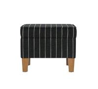 Spatial Order Decorazione per la casa, collezione Dinah, ottomana moderna con contenitore, per soggiorno e camera da letto (nero con strisce bouclé)