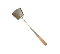 Spatola ad alto calore Grande Spatola Lunga Pala Chef Lama da Cucina Utensile da Cucina Manico in Legno Cucchiaio da Zuppa in Acciaio Inox Wok