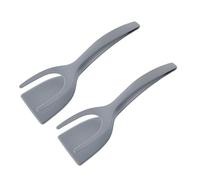 Spatola angolare da cucina, 2 pezzi, 2 in 1, in silicone, per la cucina domestica, versatile, strumento di cottura per omelette, pancake, altro grigio