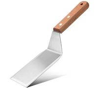 Spatola cucina in acciaio inox con manico in legno, 28 x 7,1 cm, Paletta resistente per barbecue, pala per pizza