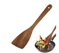 Spatola E Cucchiaio In Legno Di Ebano - Mestolo Da Zuppa Con Manico Lungo 33x7,5 Cm E Spatola Antiaderente Con Incisione Logo Personalizzato, Utensili In Legno - Utensili Da Cucina Professionali