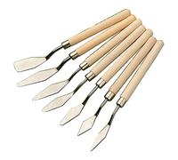 Spatola in acciaio inox per pittura a olio manico in legno flessibile per artista Set di 7 pezzi in legno per pittura acrilica ad olio miscelazione raschietto pittura arte