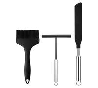 Spatola in silicone - 3 pezzi per frittelle con pennello ad olio - Strumenti da forno resistenti al calore per arrosti, dolori, principianti, panetteria, fornelli domestici, uso quotidiano