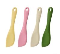 Spatola in silicone a doppia curva, 26 cm, resistente al calore | Set di 4 pezzi in bianco, verde, rosa, giallo, design a doppia curva, silicone resistente, senza punti deboli
