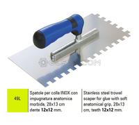 SPATOLA PER COLLA IN ACCIAIO INOX 28X13 cm DENTE 12X12 mm SIGMA 49L