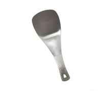 Spatola per riso in metallo con impugnatura testurizzata, paletta per riso in acciaio inossidabile resistente per la casa e testa larga piatta per riso, 19,5 x 7 cm, argento