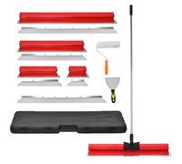 Spatola per superfici set con asta telescopica regolabile da 86 cm a 207 cm Spatola per stucco con 20/40/60/80/100cm Spatole per stucco realizzato in acciaio inossidabile (spessore 0,3/0,5 mm),Rosso