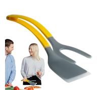 Spatola Per Uova, 2 in 1 Paletta e Pinza, Utensile da Cucina con Manico Ergonomico per Bistecca, Barbecue, Pancake, Pesce, Toast, Colazione e Omelette