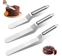 Spatole per Pasticceria, 3 Pezzi Coltello paletta per Glassa, Angolato Glassa Spatole in Acciaio Inox, Argenté Tavolozza angolare, Riutilizzabile Spatola in Acciaio Inox Dritto, per Pasticcin, Crème