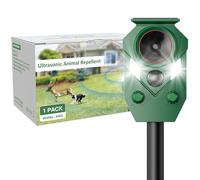 Spaventa gatti ad ultrasuoni per giardino, spaventa gatti a ultrasuoni, per giardino, impermeabile, con sensore di movimento IP65 e PIR e luce lampeggiante, efficace contro gatti, cani, cervi, volpe