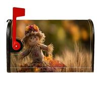 Spaventapasseri - Coperture magnetiche per cassetta postale, con foglie e fiori autunnali, protezione per la decorazione esterna del cortile, 53 x 64 cm