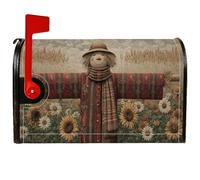 Spaventapasseri - Coperture magnetiche per cassette postali, rustiche, con girasole e grano, colore marrone, decorazione per esterni, giardino, cortile, 45 x 53 cm