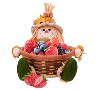 Spaventapasseri di peluche, decorazioni spaventapasseri del Ringraziamento | seduto spaventapasseri del Ringraziamento in possesso di frutta | Decorazioni autunnali per la casa, statuetta del raccolto