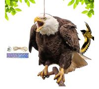 Spaventapasseri Gufo 2D 60 Cm In PP Resistente Con Campanella, Falco Realistica Stile Decorativo Per Giardino Balcone Frutteto, Dissuasore Volatili Da Esterno