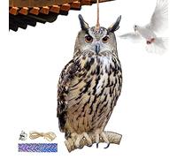 Spaventapasseri Gufo 2D 60 Cm In PP Resistente Con Campanella, Falco Realistica Stile Decorativo Per Giardino Balcone Frutteto, Dissuasore Volatili Da Esterno