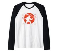 Spaventapasseri sotto la Luna Scena di Halloween Maglia con Maniche Raglan