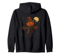 Spaventapasseri Zucca sotto la Luna Halloween Felpa con Cappuccio