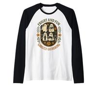 Spavento E Divertimento Ghostly Gathering Retro Halloween Maglia con Maniche Raglan