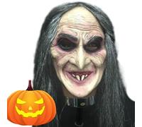 Spaventosa copertura per il viso di Halloween - Maschera da vecchia LaTex, copertura realistica per la testa delle streghe, accessorio per costume da spaventoso | Design dettagliato con