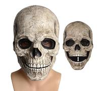 Spaventosa copertura per il viso di Halloween per 8+ anni Copertura per il viso con teschio di Halloween con mascella mobile Copricapo completo con scheletro spaventoso in maschera inquietante per