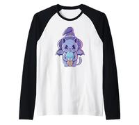 Spaventoso Gatto di Halloween Che beve Il tè Boba - Gatto Divertente Maglia con Maniche Raglan