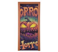 Spaventoso Halloween Grimace Zucca decorazioni porta copertura 35x79 In estate porta banner Holiday Party Supplies M
