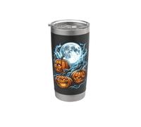 Spaventoso Jack O Lanterns Luna Piena Halloween Notte Bicchiere termico in acciaio inox doppia parete