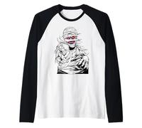 Spaventoso Male Mummia Faccia Raccapricciante Horror Halloween Maglia con Maniche Raglan