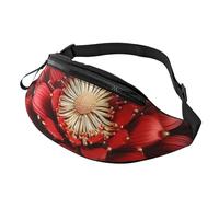 Spaventoso nave in mare Marsupio per le Donne Uomini Moda Marsupio Cintura Regolabile per Allenamento Corsa Viaggi Casual Marsupio, Fiore Oro Rosso, Taglia unica