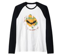 Spaventoso sciame di Pipistrelli di Halloween Maglia con Maniche Raglan