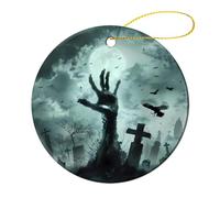 Spaventoso teschio stampato ornamenti di Natale rotondi decorazione albero di Natale decorazione appeso pendenti