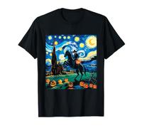 Spaventoso Zucca Cavaliere Halloween Notte Stellata Maglietta