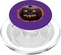 Spaventoso zucca fantasma logo con cerchio di fuoco PopSockets PopGrip per MagSafe