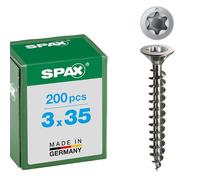 Spax, 0/3527/000/3,0/35/ /02, Vite universale, 3,0 x 35 mm, 200 pezzi, testa svasata, T-Star Plus, filo pieno, in acciaio inox A2, 1.4567-1197000300353