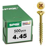 Spax 0291020350305 - Vite universale, testa svasata, taglio a croce, T-STAR plus, 4CUT, filettatura parziale, zincato passivato giallo A2L, 0/1034/021/4,0/45/ /01